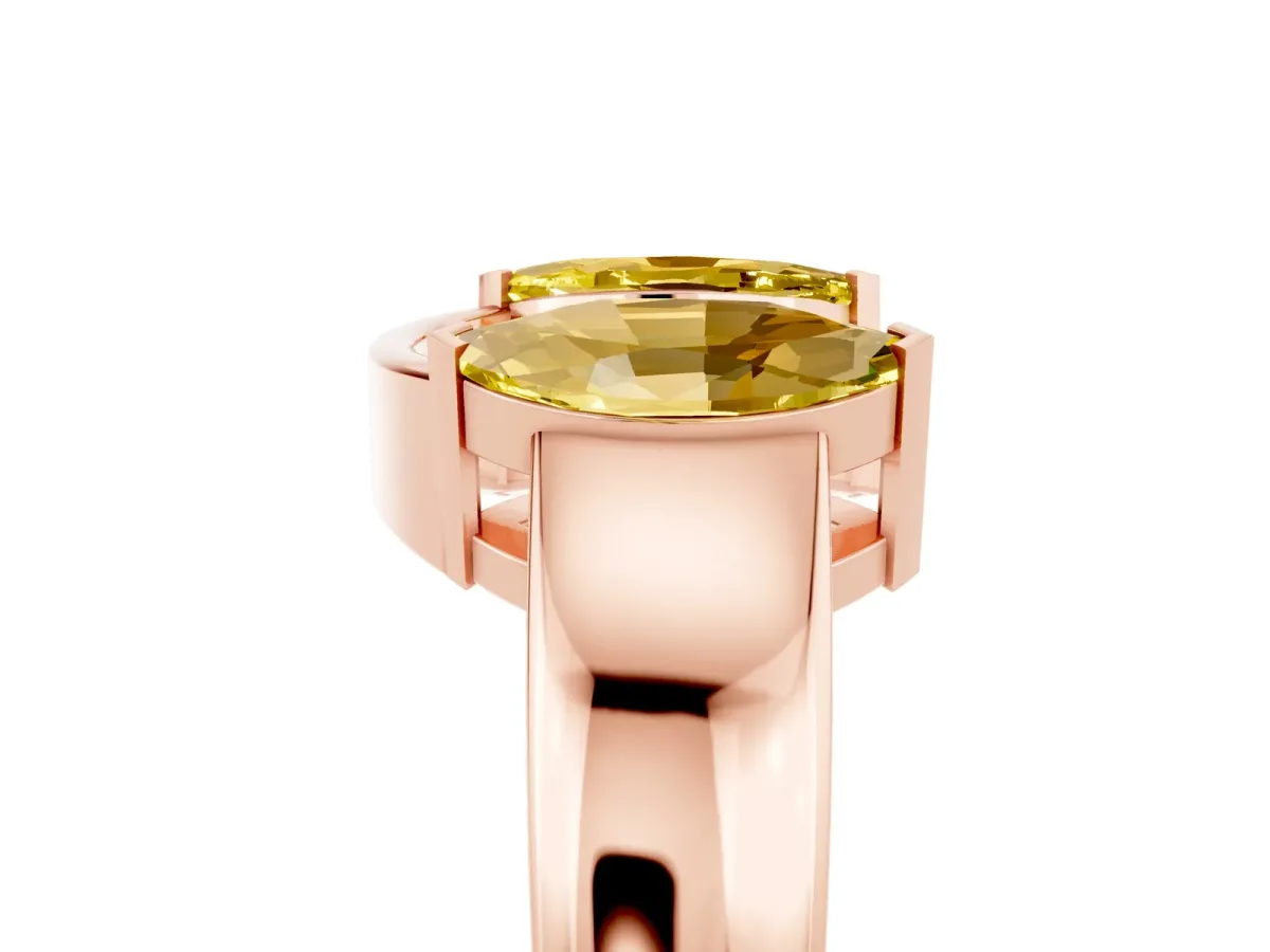 Marquise Yellow Sapphire Open Band Ring with Tension Setting Rose gold