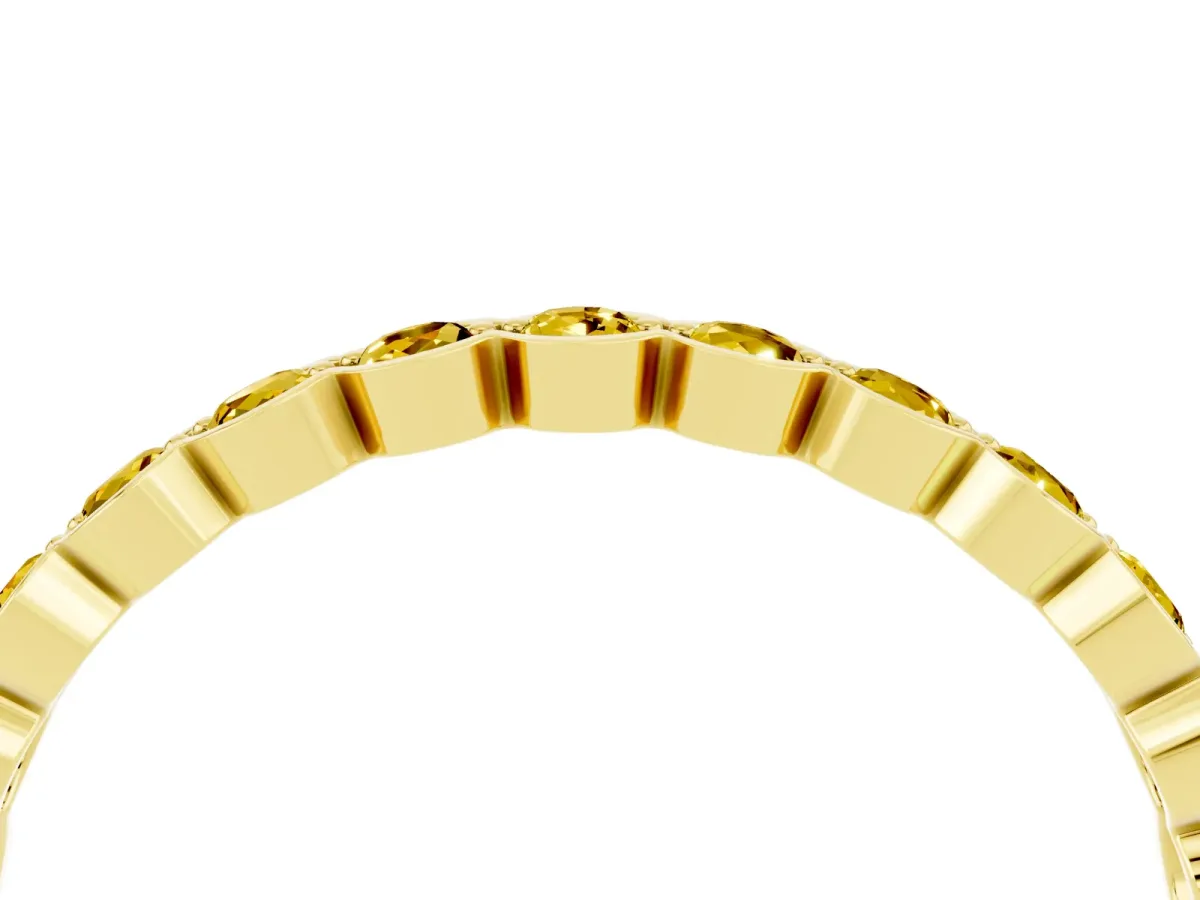 Round Yellow Sapphire Bezel Set Eternity Band Yellow gold