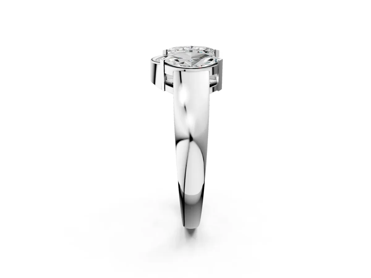 Marquise Diamond Open Band Ring with Tension Setting Silver