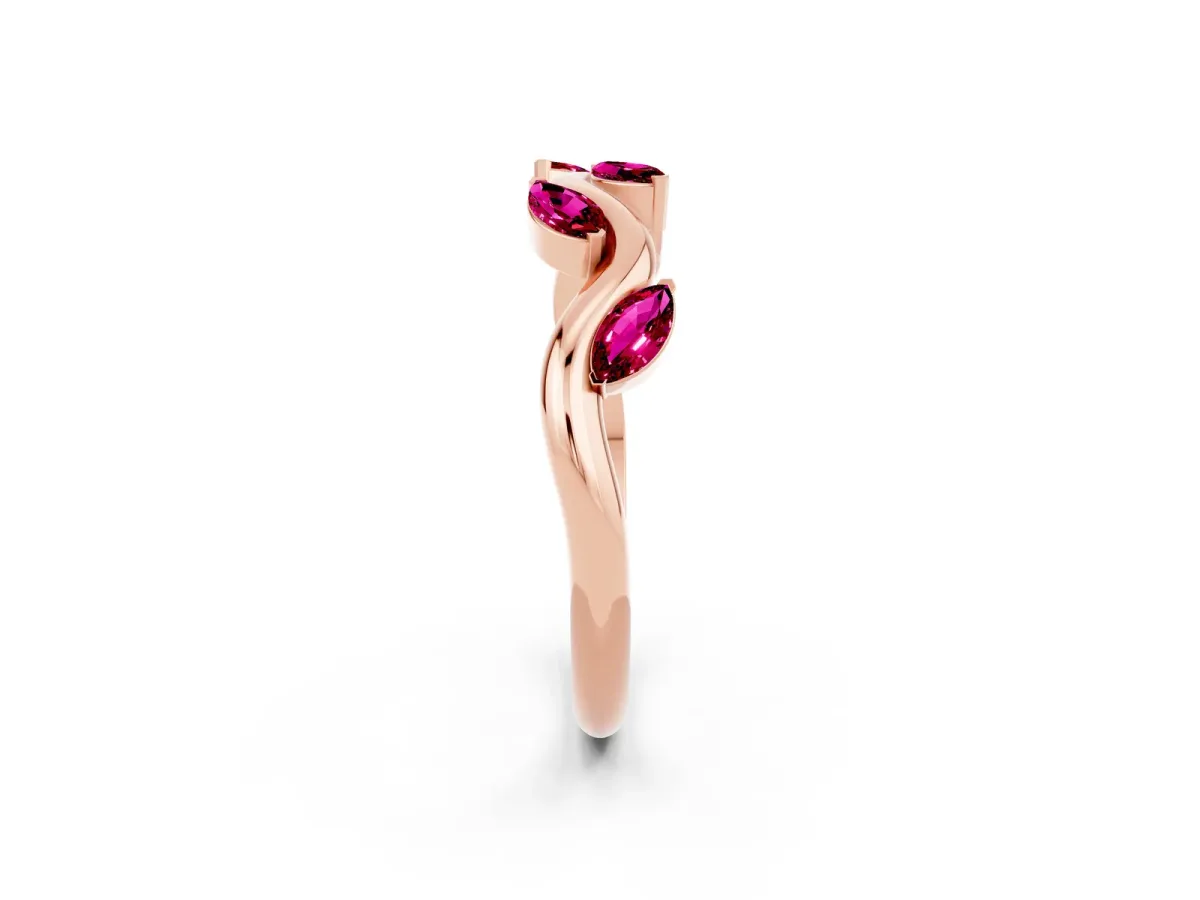 Marquise Garnet Twisted Band with Prong Setting Rose gold