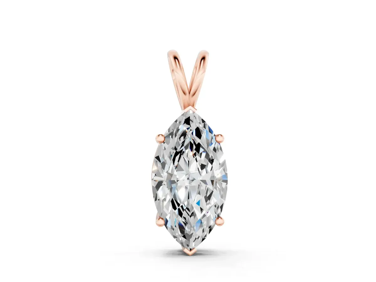 Marquise Diamond Solitaire Pendant with Prong Setting Rose gold