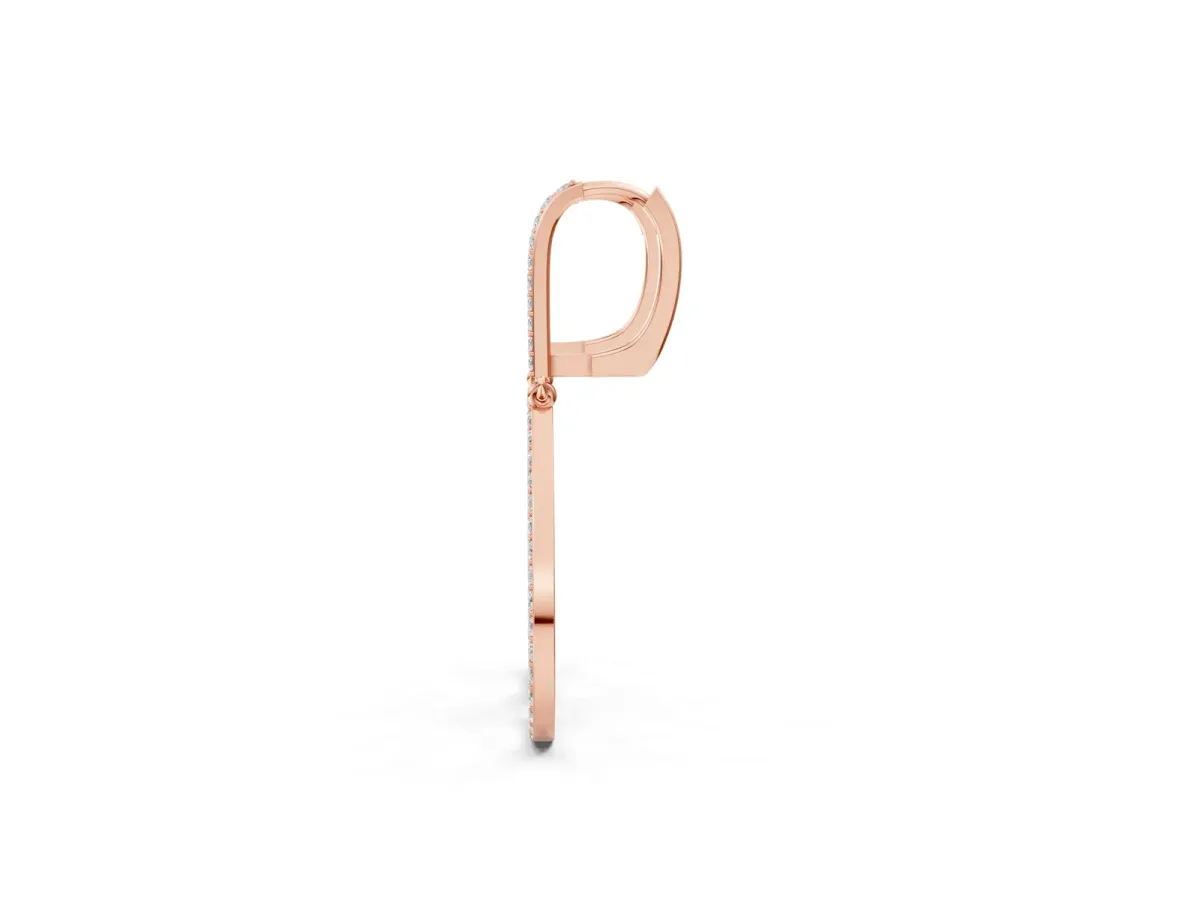 Round Diamond Teardrop Drop Earrings Rose gold
