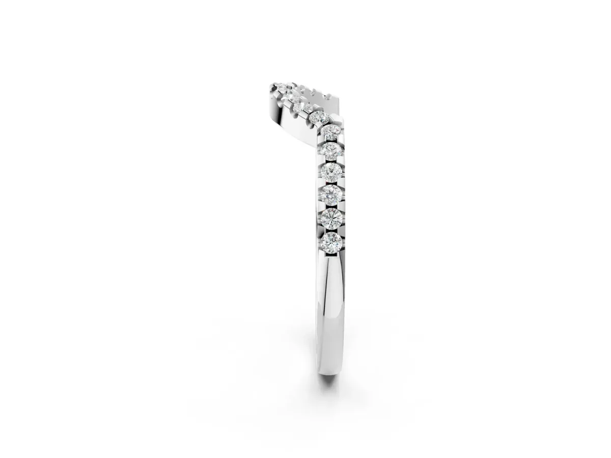 Pavé Round Diamond Contour Band with U-Prong Setting Platinum