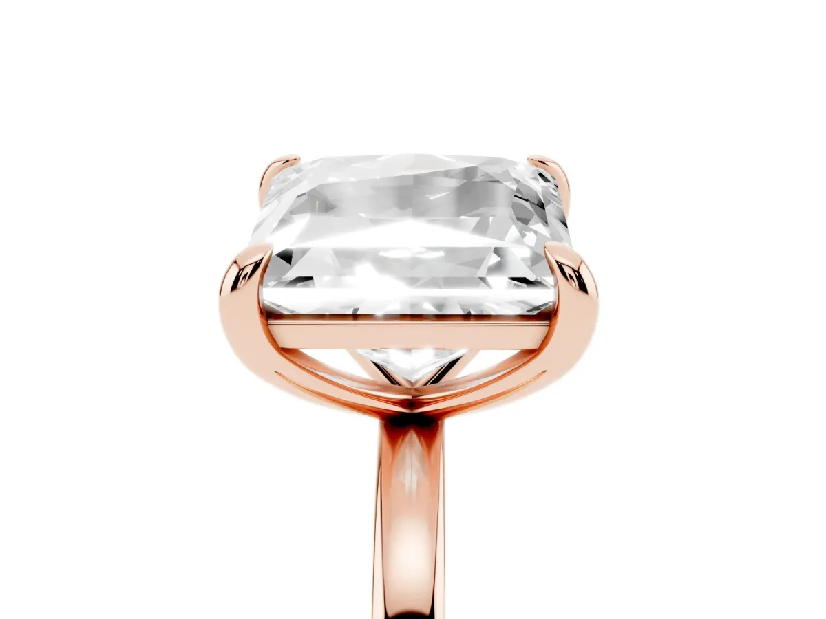 Oval and Princess Toi Moi Ring with Prong Setting and Plain Band Rose gold