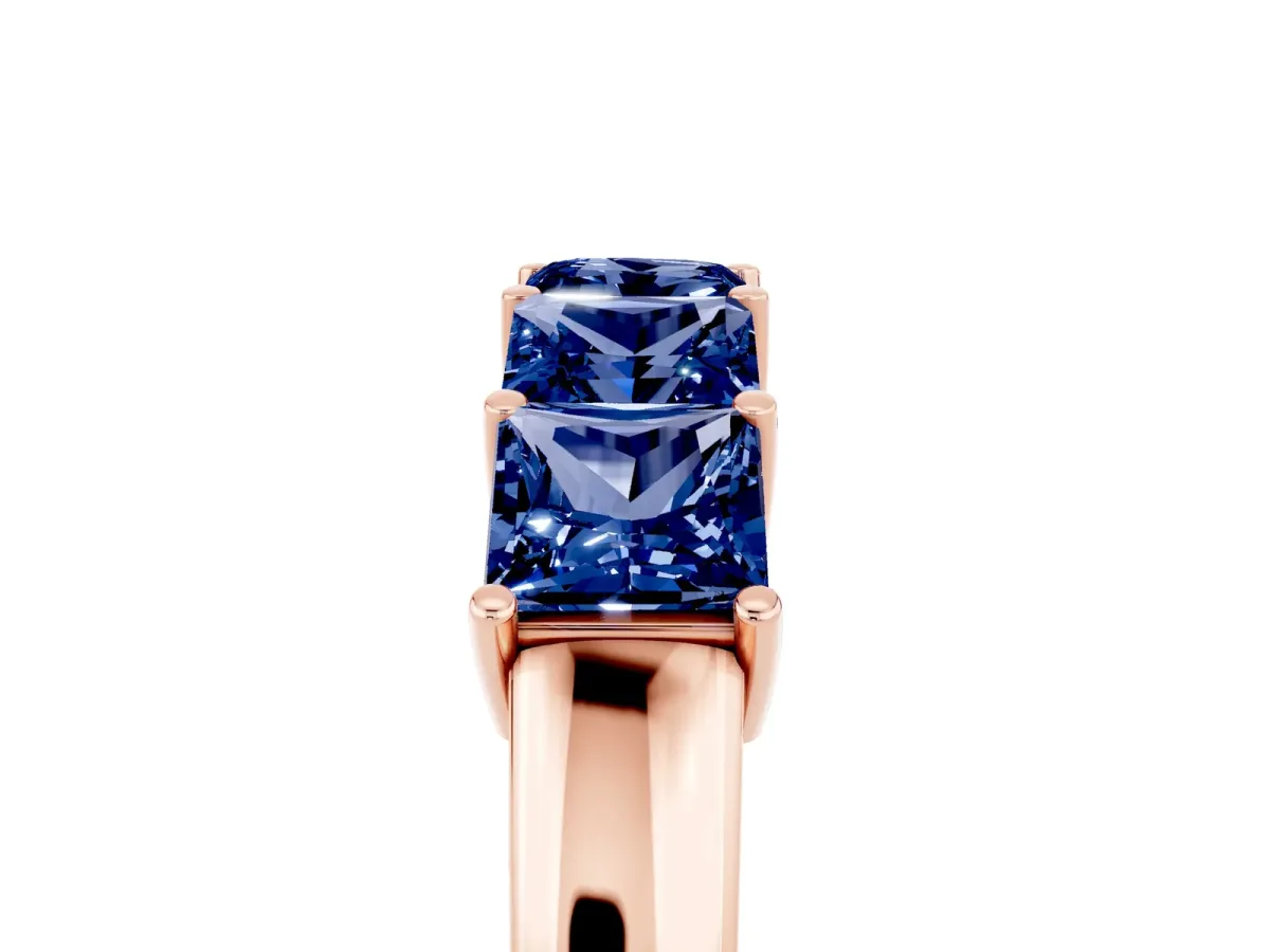 Princess Cut Five-Stone Blue Sapphire Band with Prong Setting Rose gold