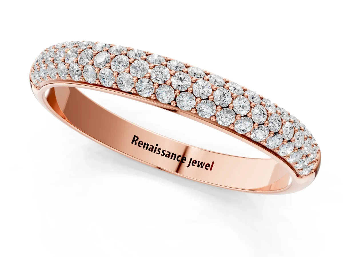Pavé Round Diamond White Gold Eternity Band Rose gold
