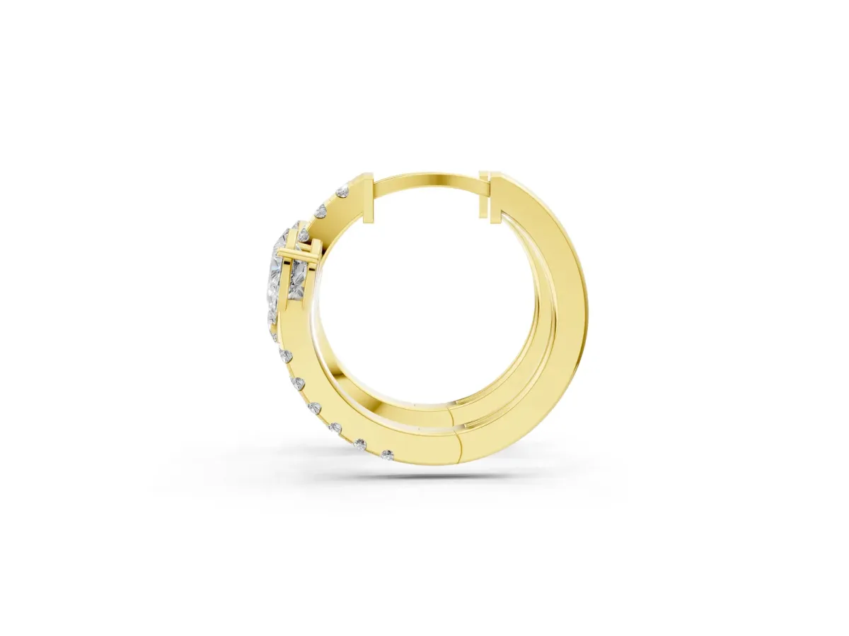 Pear Cut Diamond Bypass Huggie Hoop Earrings Yellow gold