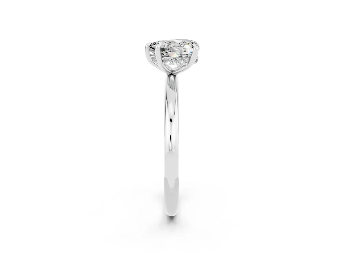 Heart Cut Moissanite Solitaire Ring with Thin Band and Four-Prong Setting White gold