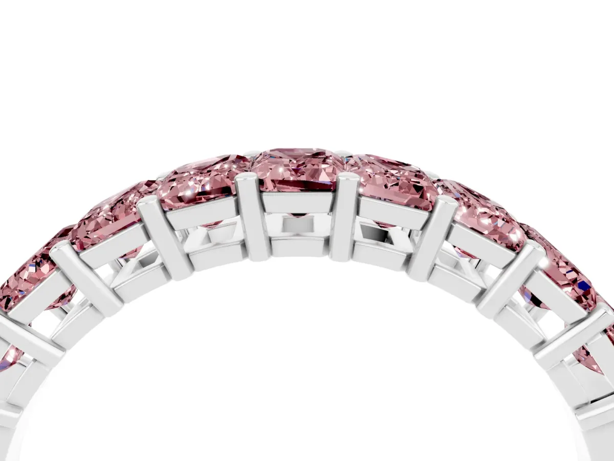 Emerald Cut Morganite Prong-Set Eternity Band White gold