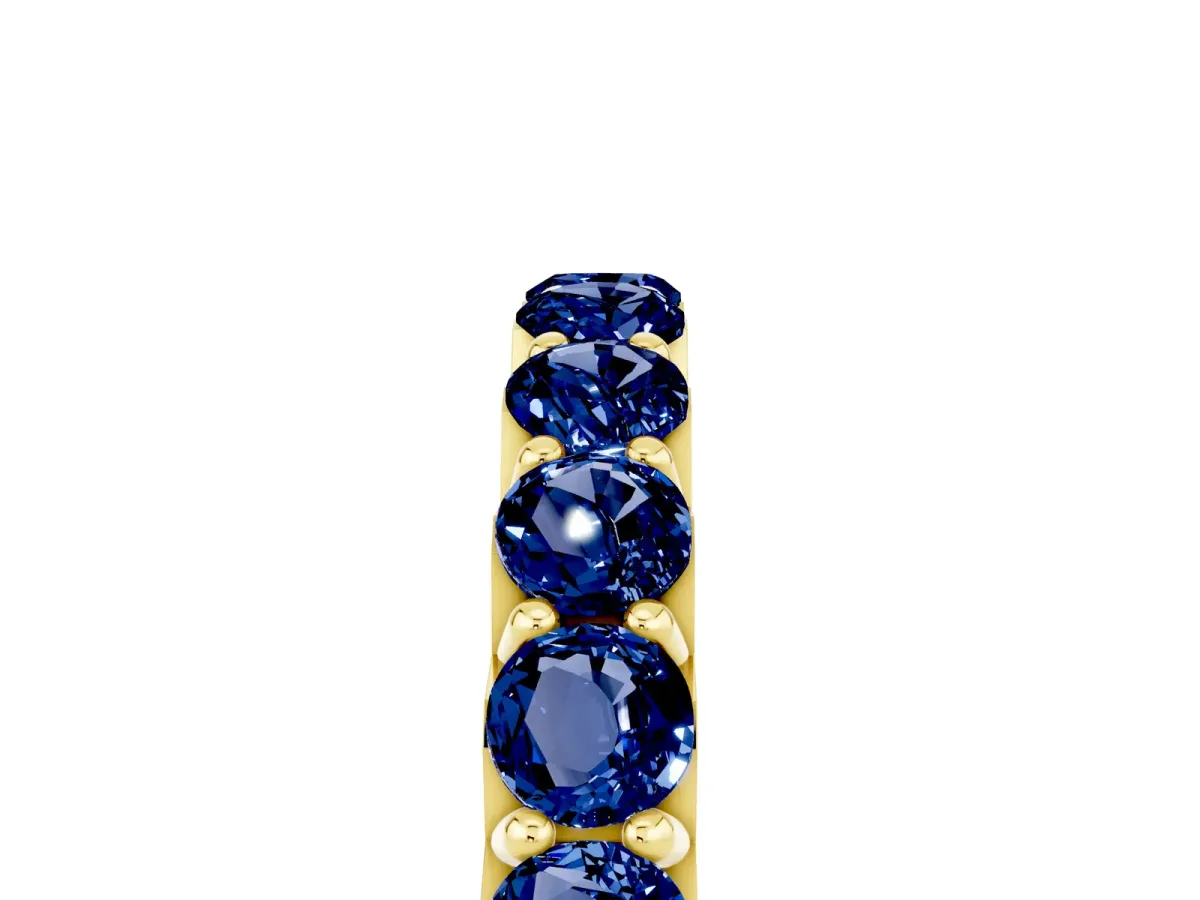 Round Blue Sapphire Half Eternity Band with Classic Prong Setting Yellow gold