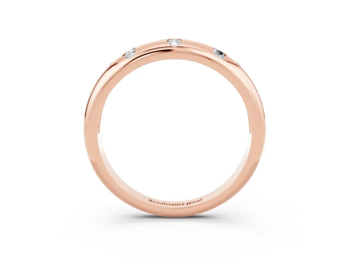 Round Moissanite Flush-Set Comfort Fit Band Rose gold
