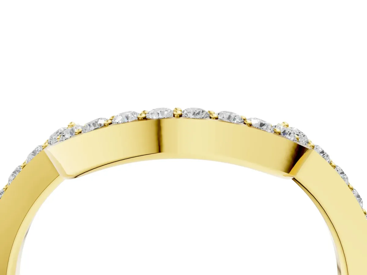 U-Shaped Pavé Round Diamond Contour Band Yellow gold