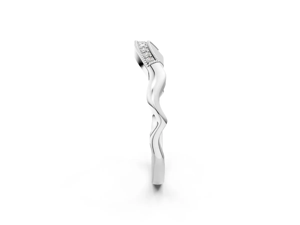 Milgrain Curved Diamond Pavé Band with Round Stones Platinum