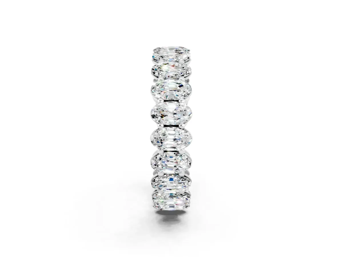Oval Cut Moissanite Eternity Band with Shared Prong Setting White gold