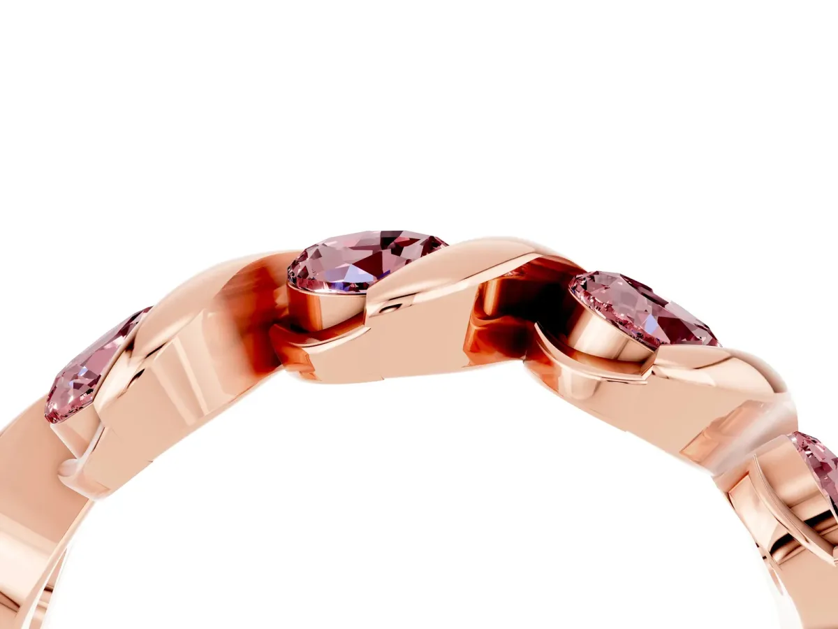 Round Morganite Wave Band with Channel Setting and Shared Prongs Rose gold