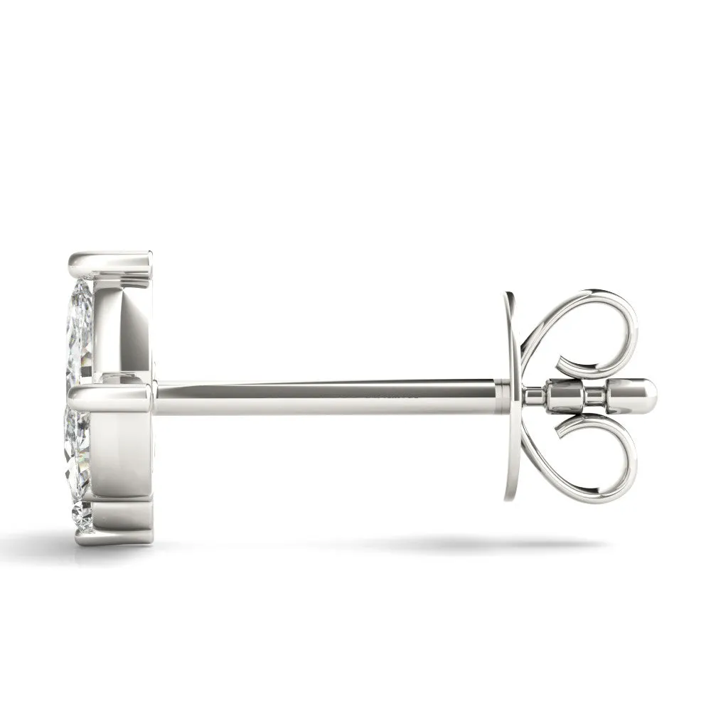Marquise Cluster Stud Earrings with Round Prong Setting Silver