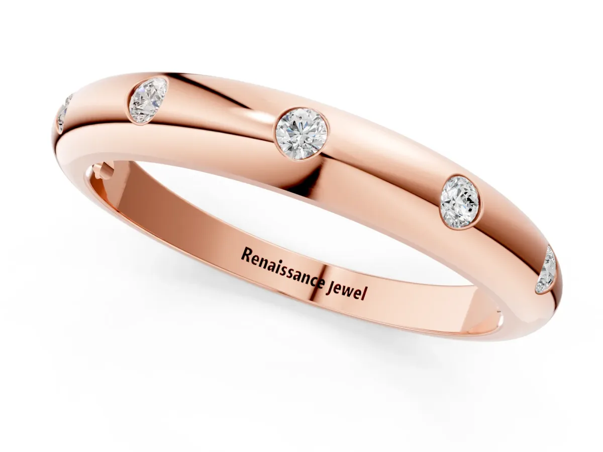 Bezel Set Round Diamond Comfort Fit Band Rose gold