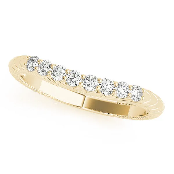 Round Diamond Half Eternity Milgrain Pave Band Yellow gold