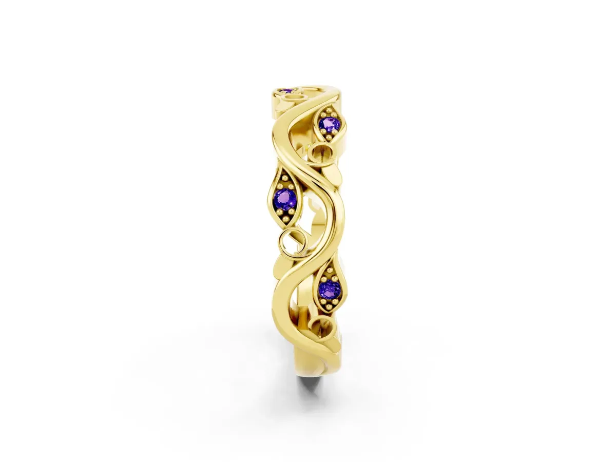 Marquise Tanzanite Vine Eternity Band with Bezel Setting Yellow gold