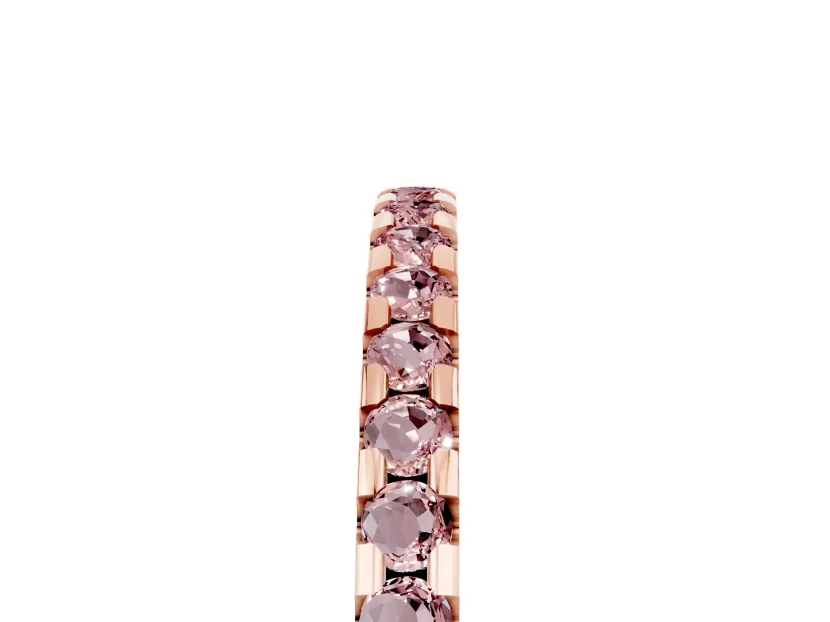 Round Morganite Pavé Set Eternity Band with Micro Prong Setting Rose gold