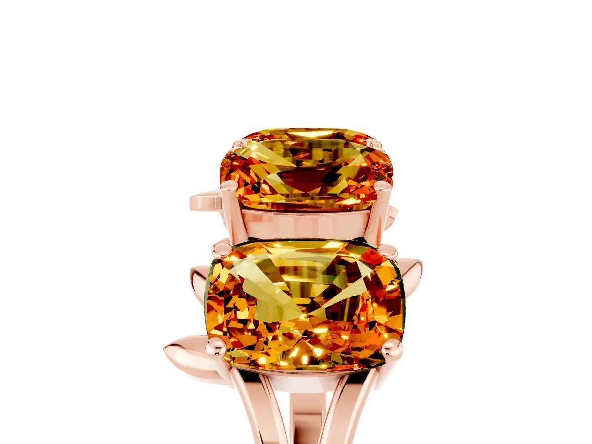 Emerald Cut Citrine Prong-Set Half Eternity Band Rose gold