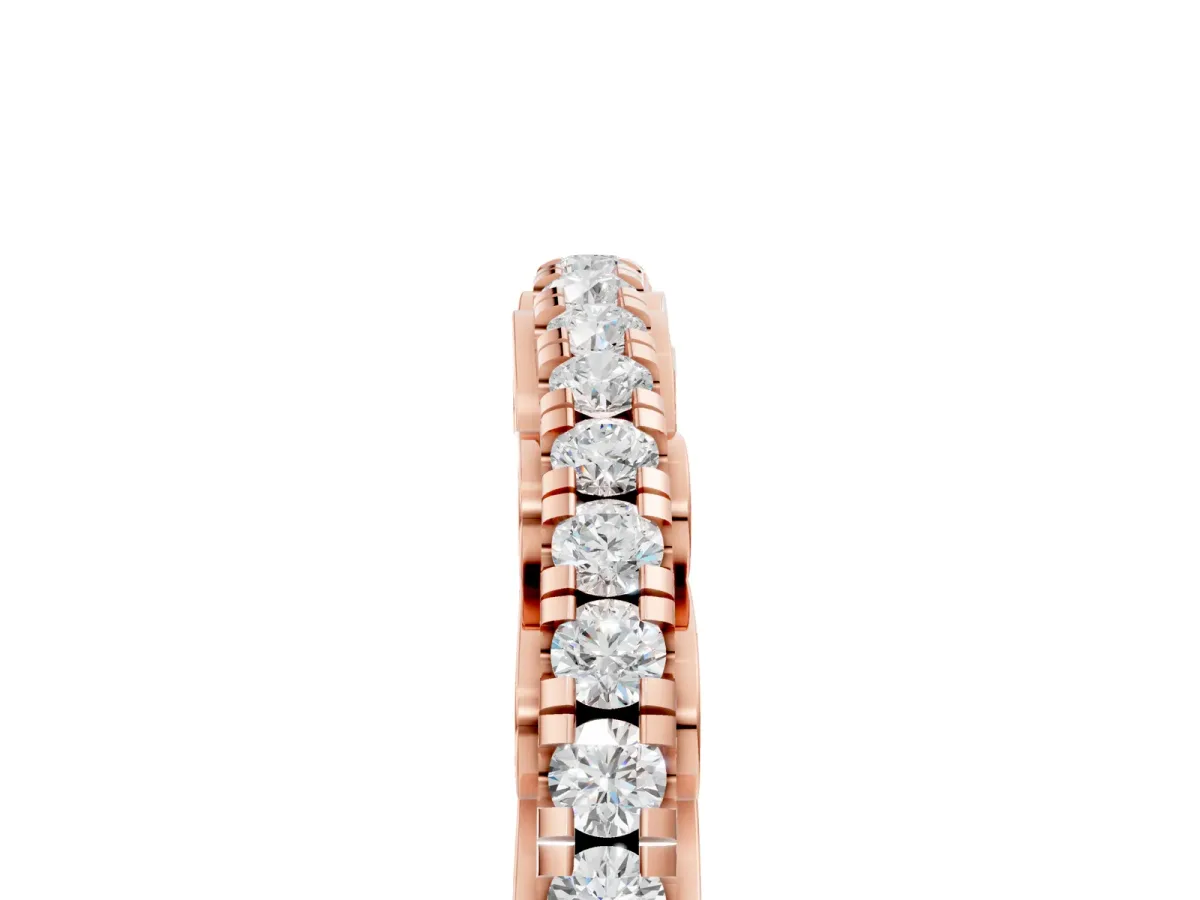 Round Cut Diamond Prong Set Eternity Band Rose gold