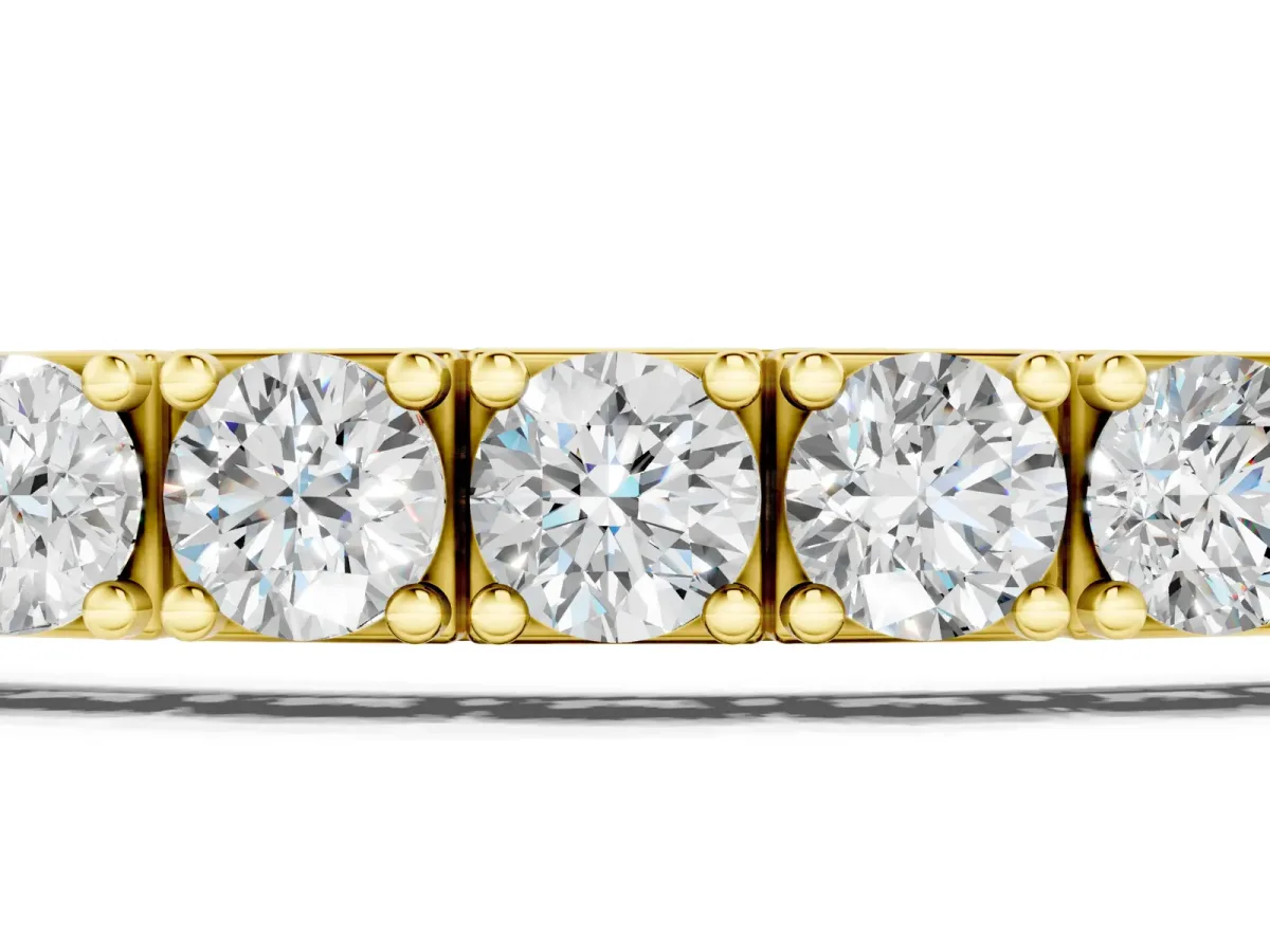 Round Diamond Tennis Bracelet with Prong Setting Yellow gold