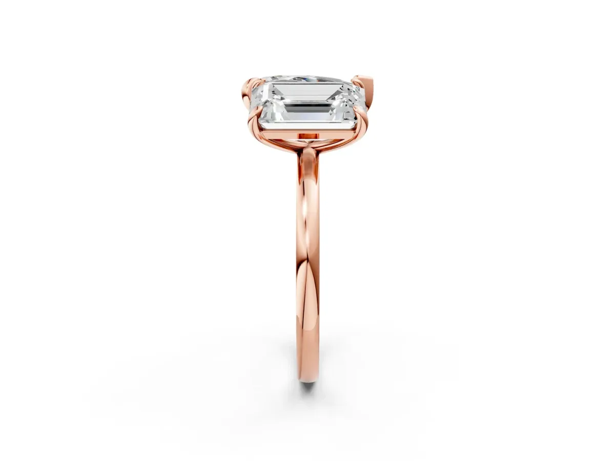 Pear and Radiant Toi Moi Ring with Prong Setting and Plain Band Rose gold