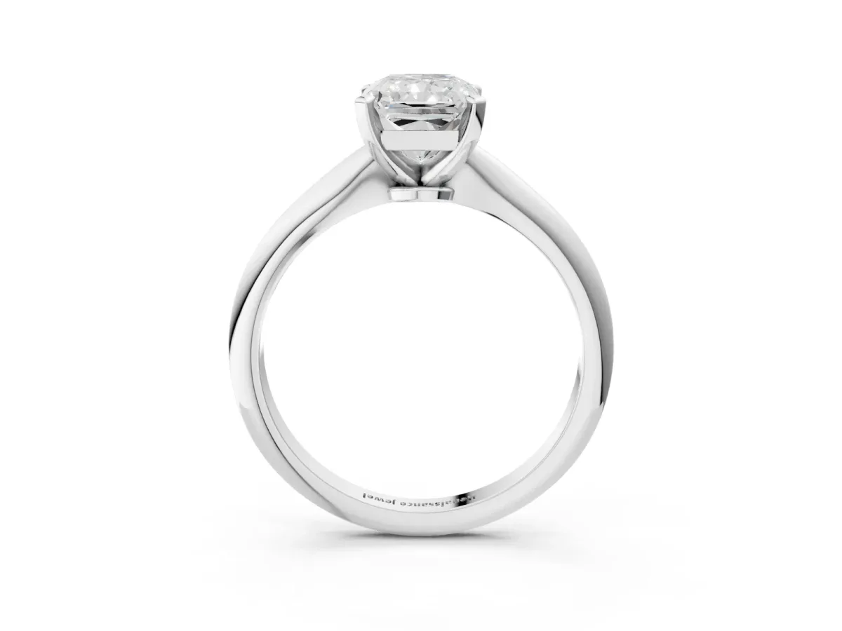 Radiant Cut Diamond Solitaire Engagement Ring with Classic Band and Four-Prong Setting Silver