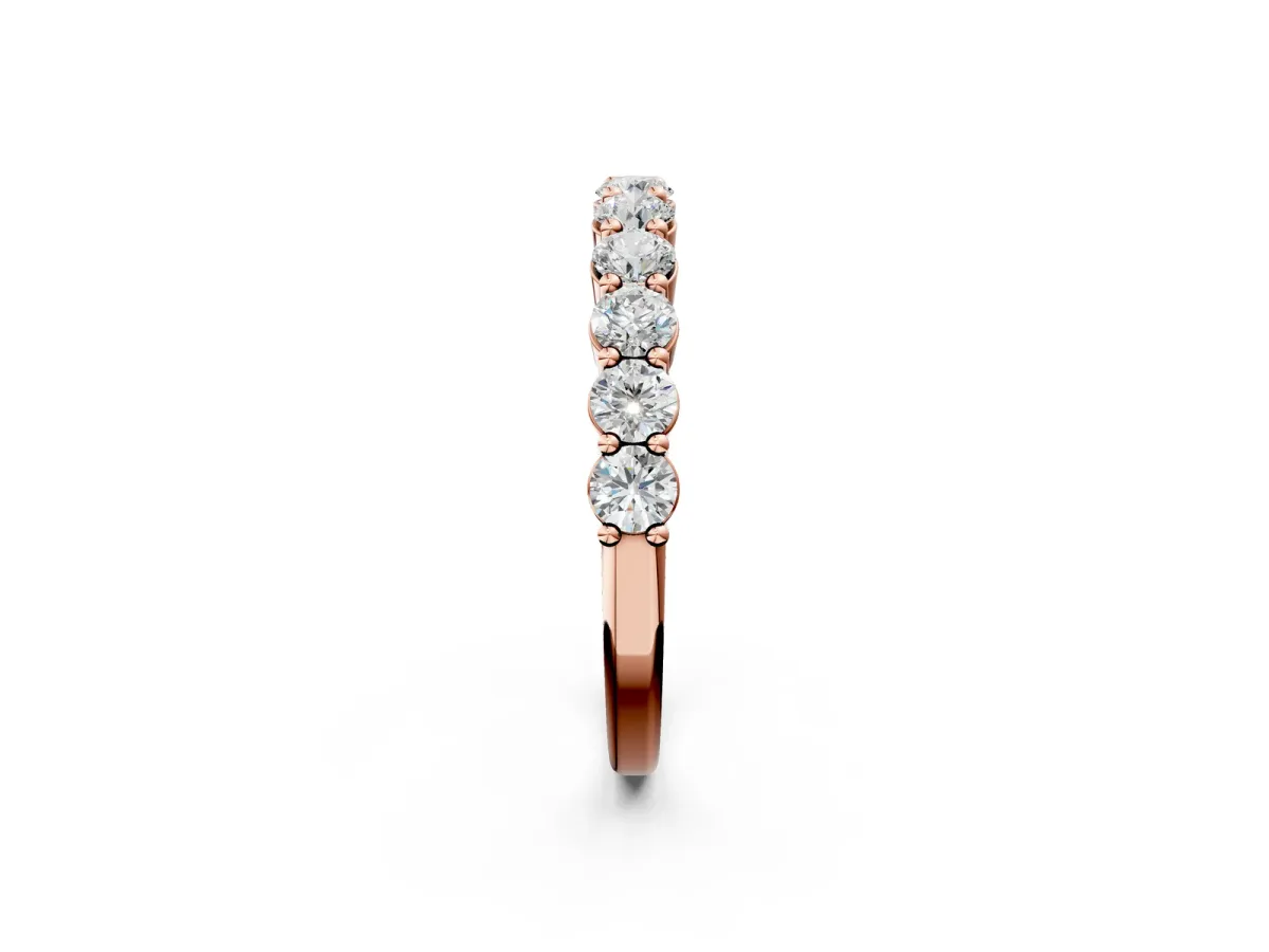 Round Diamond Half Eternity Band with Prong Setting Rose gold