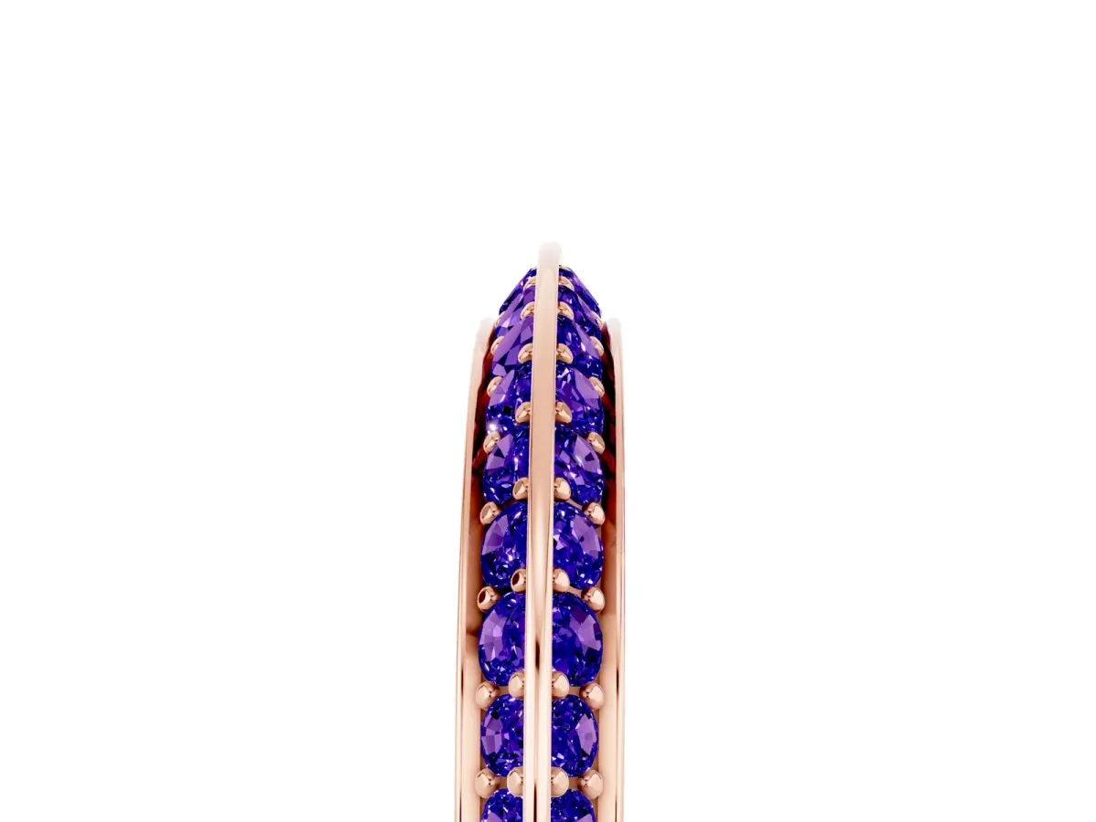 Double Row Pavé Round Tanzanite Eternity Band with Channel Setting Rose gold