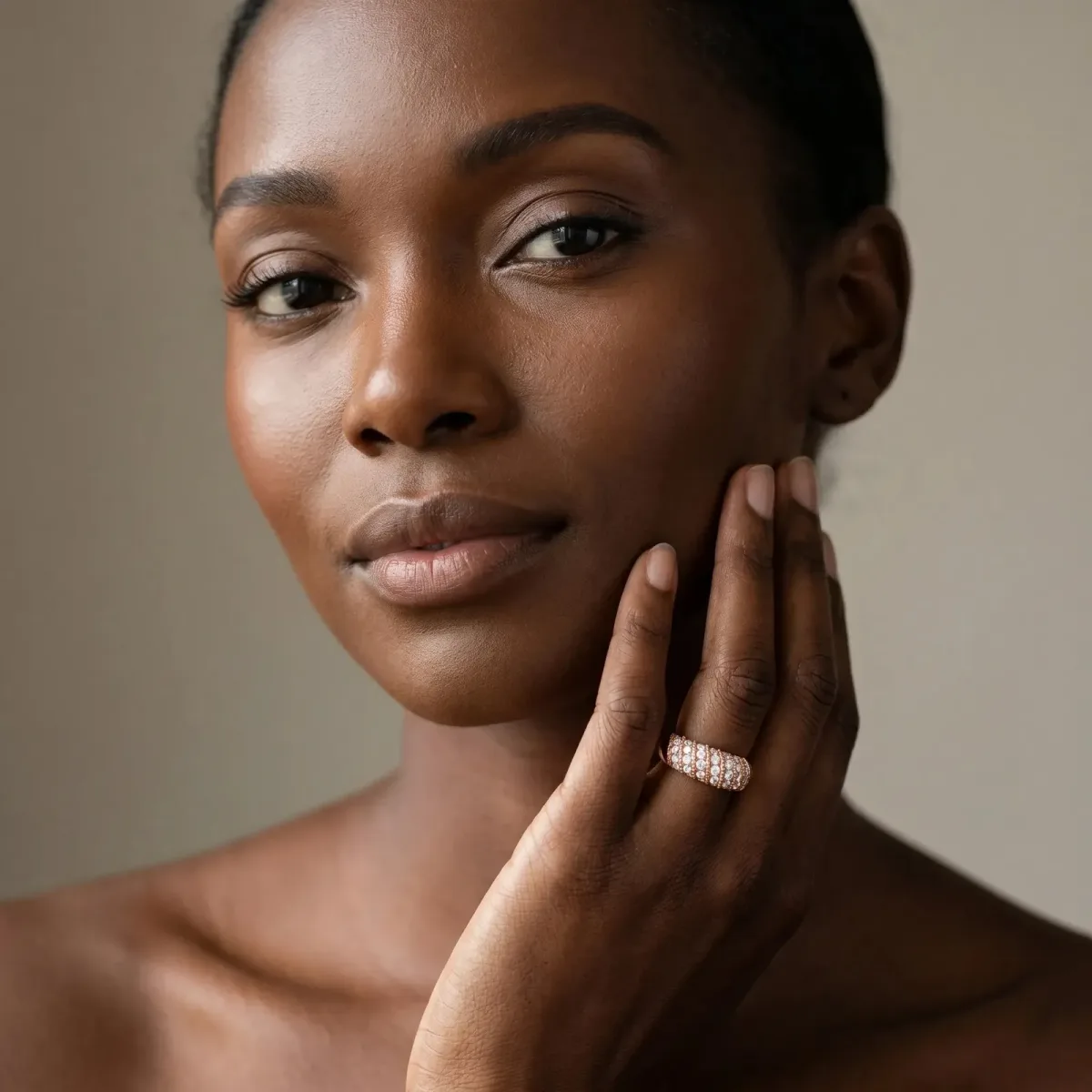 Channel Set Round Diamond Dome Band Rose gold