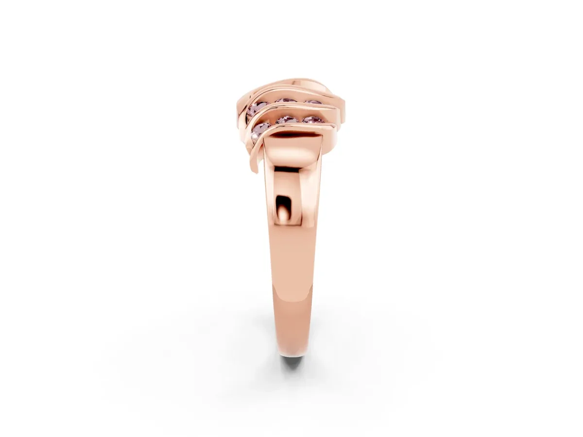Round Morganite Multi-Row Crossover Band Rose gold