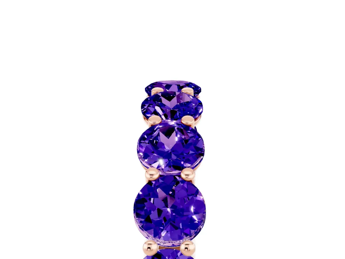 Round Tanzanite Shared Prong Eternity Band Rose gold