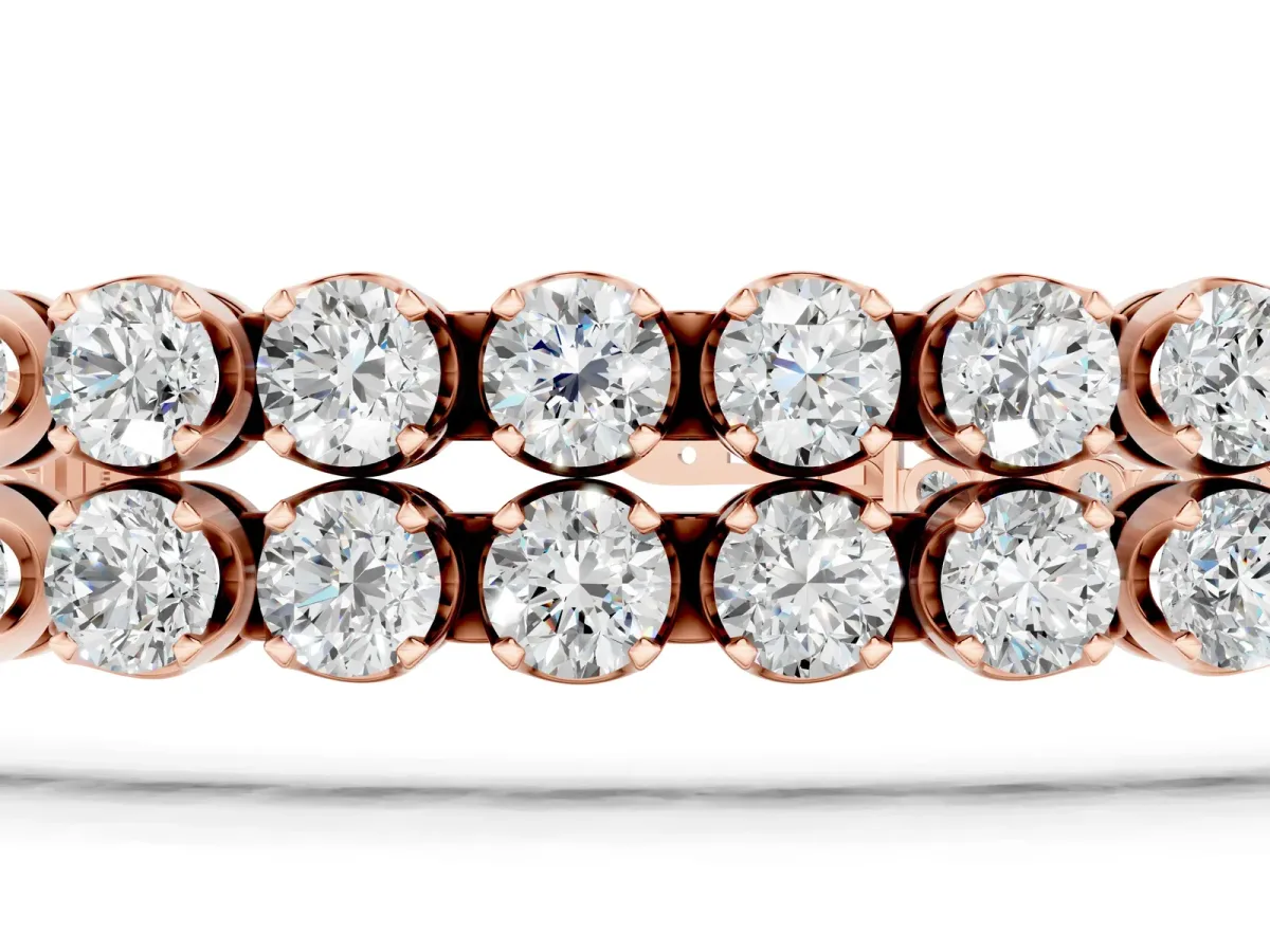 Double Row Round Diamond Tennis Bracelet with Prong Setting Rose gold