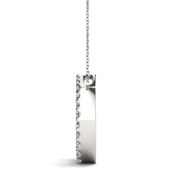 Pavé Round Diamond Half-Hoop Pendant White gold