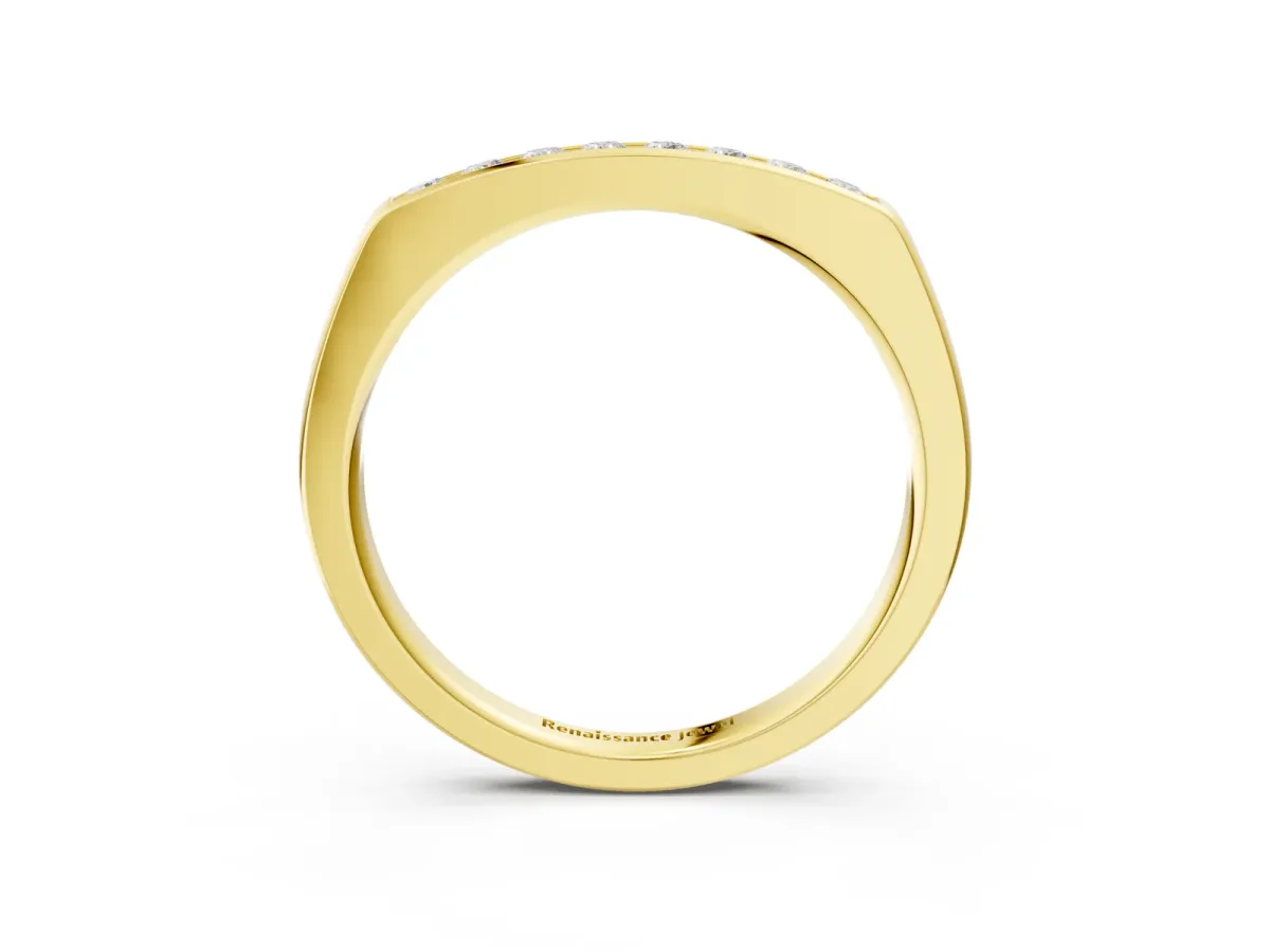 Channel Set Round Diamond Flat Band Yellow gold