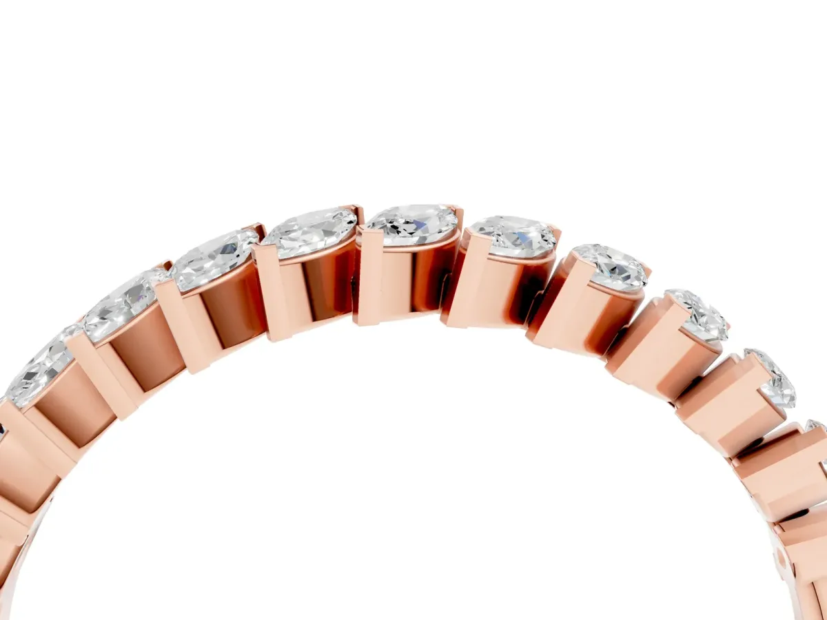 Marquise Diamond Half-Eternity Band with Shared Prong Setting Rose gold