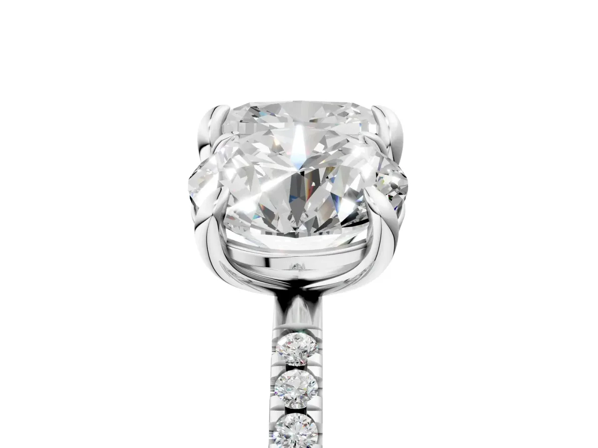Round and Cushion Toi Moi Ring with Prong Setting and Pave Band Silver