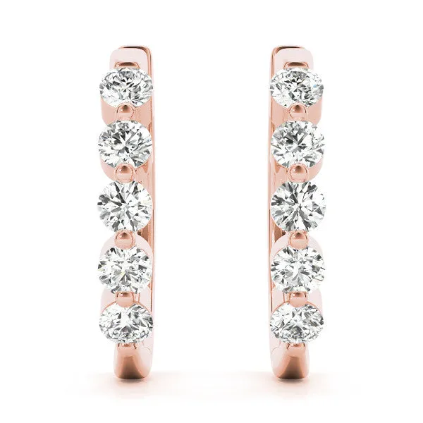Round Diamond Prong-Set Hoop Earrings Rose gold