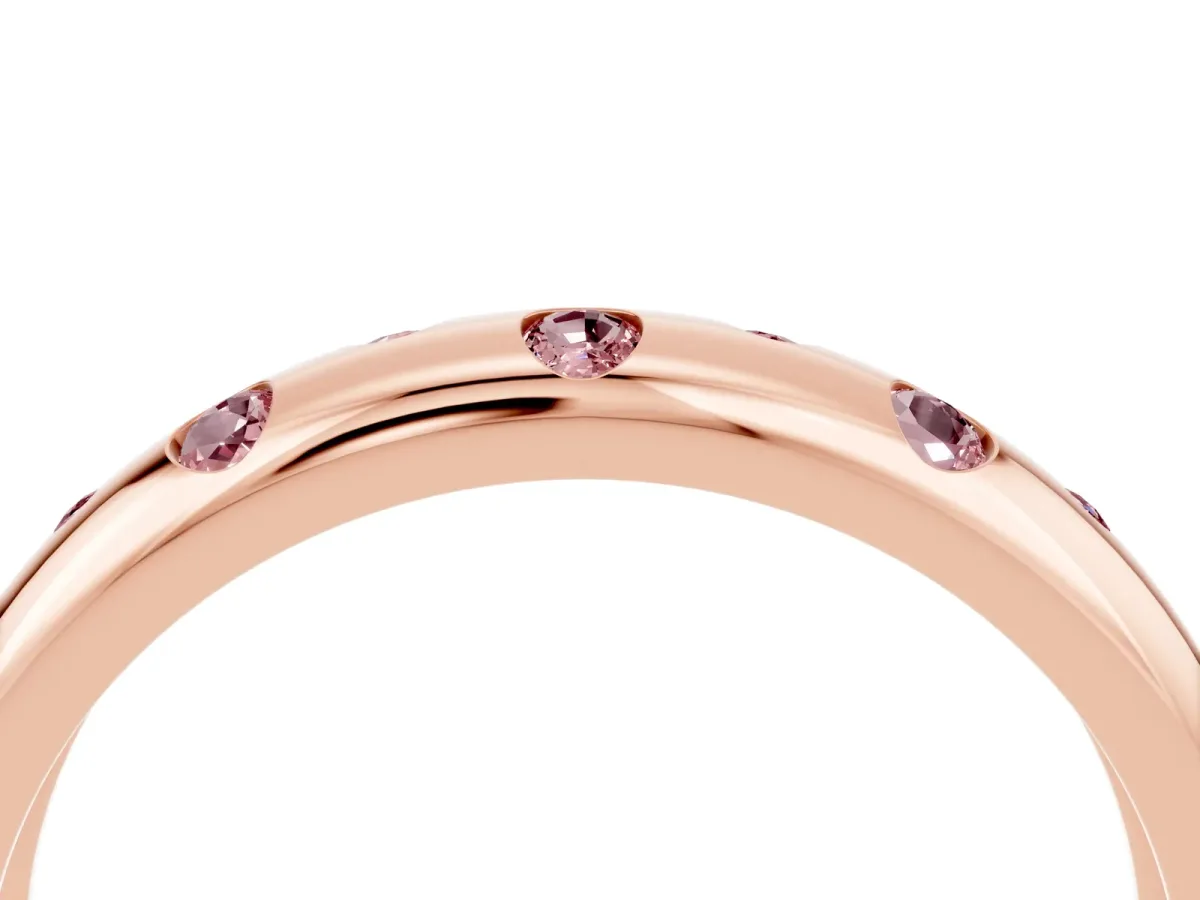 Round Morganite Flush-Set Comfort Fit Band Rose gold