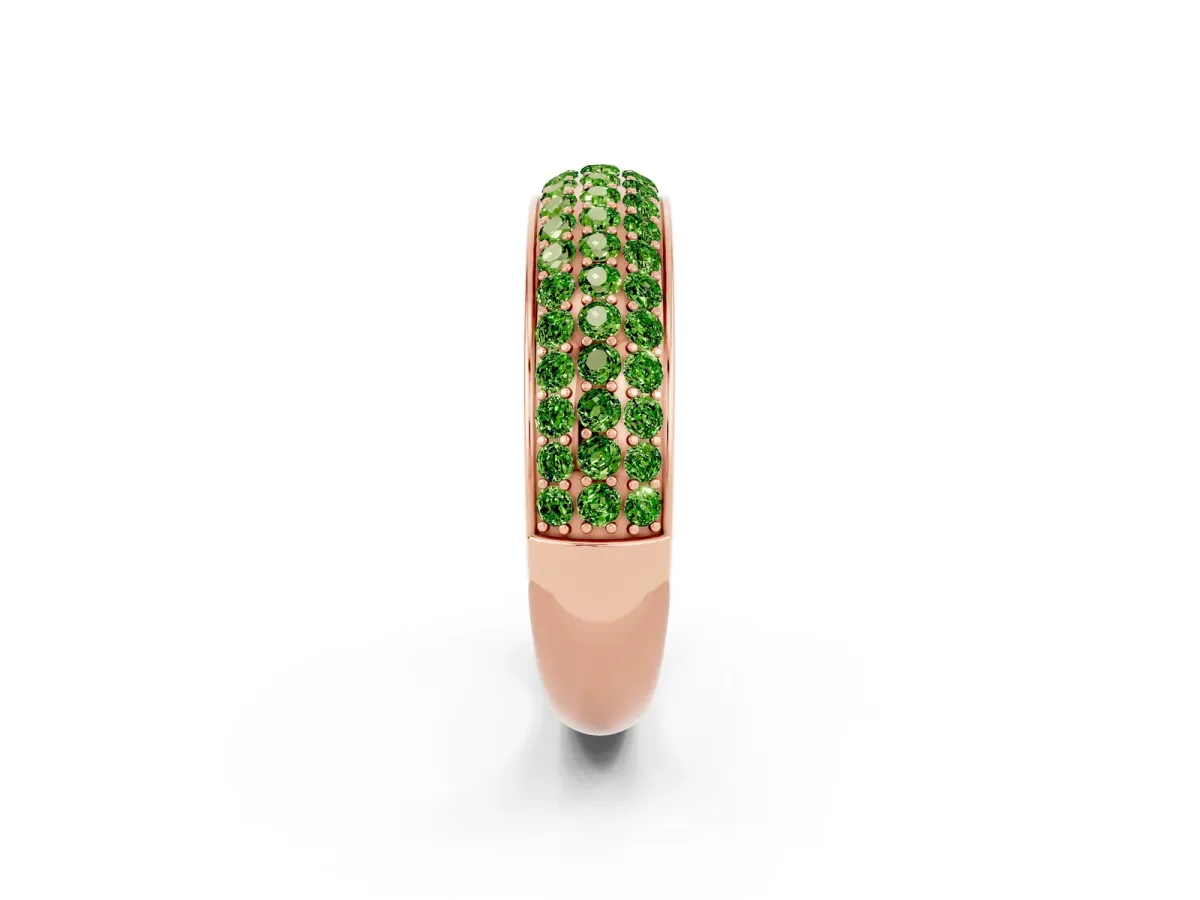Three-Row Round Peridot Eternity Band with Shared Prong Setting Rose gold