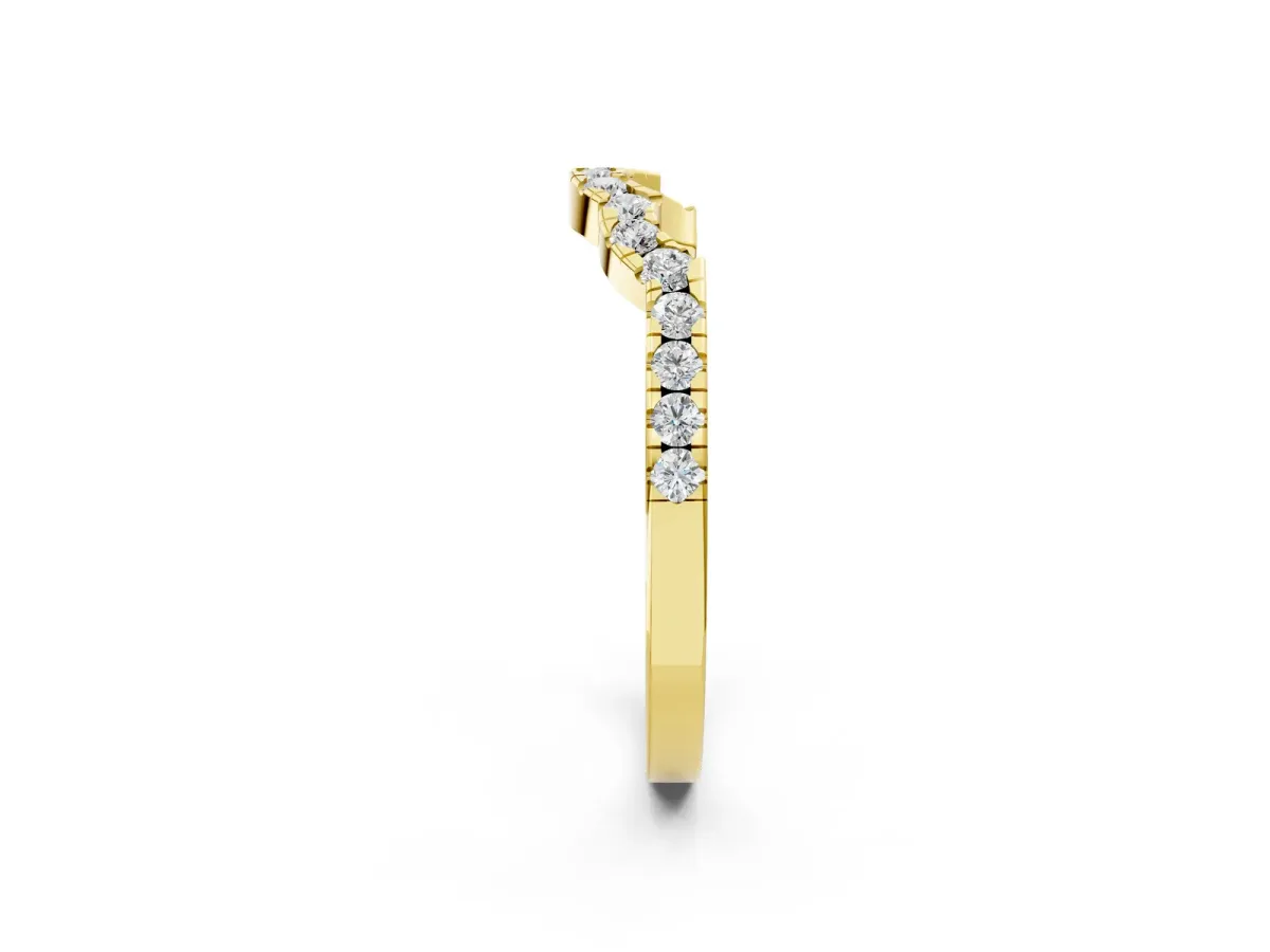 Curved Diamond Pavé Round-Cut Contour Band Yellow gold