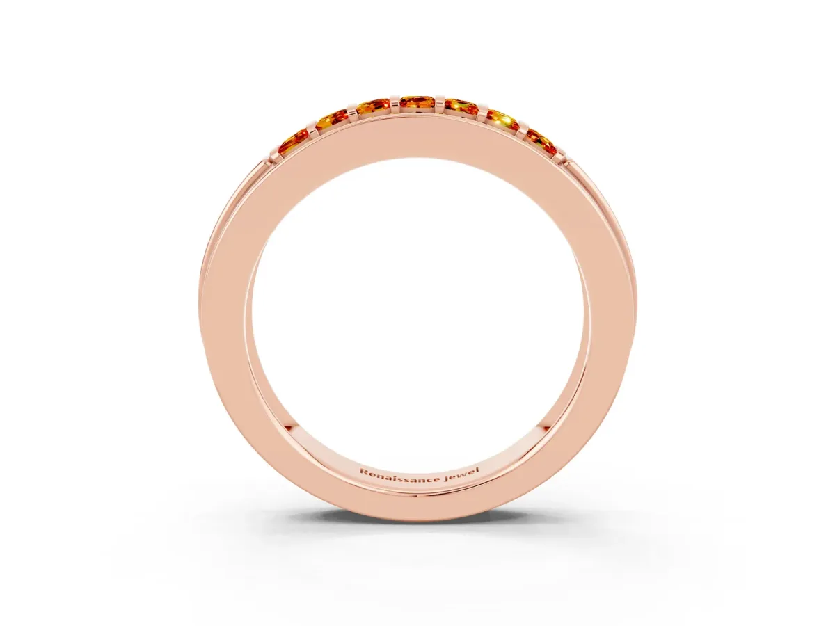Bar-Set Princess Cut Citrine Pavé Band Rose gold