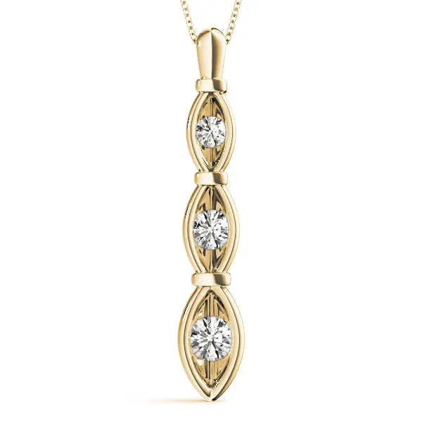 Marquise Diamond Bar Pendant with Bezel Setting Yellow gold