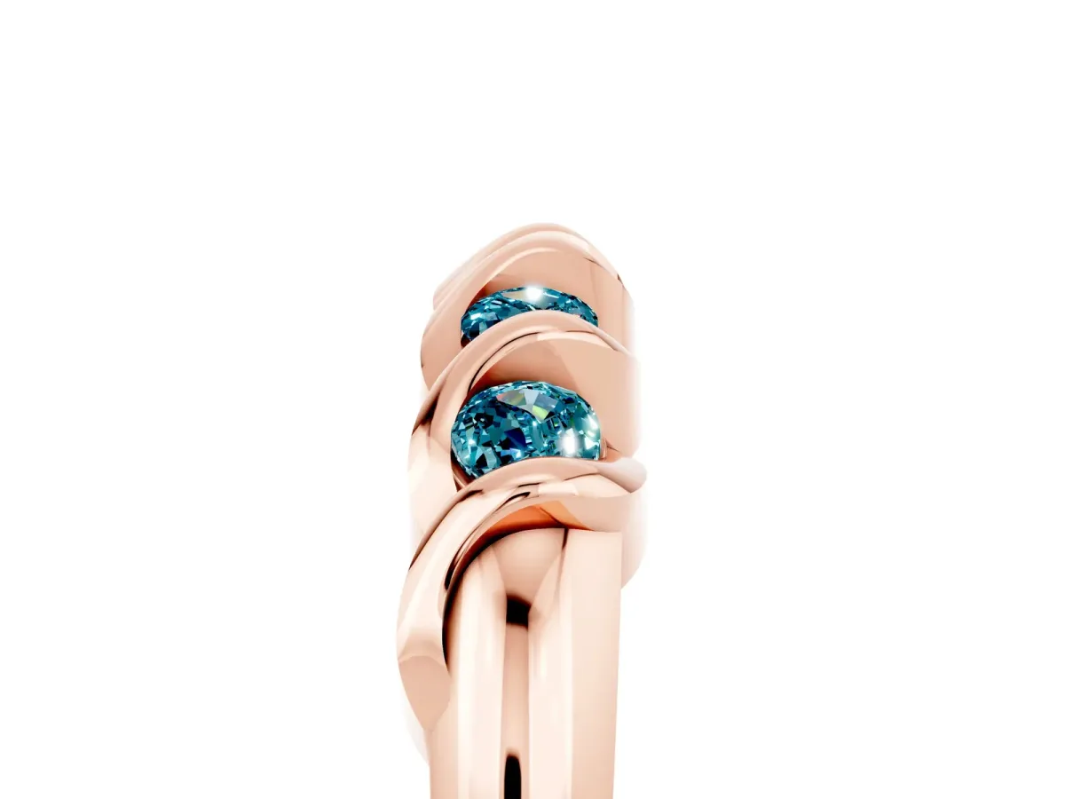 Round Blue Topaz Eternity Band with Twist Prong Setting Rose gold
