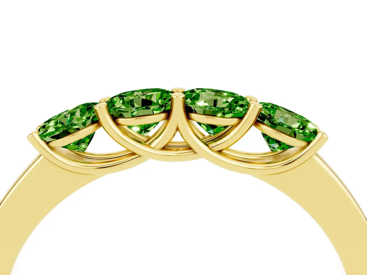 Four-Stone Round Peridot Prong-Set Band Yellow gold