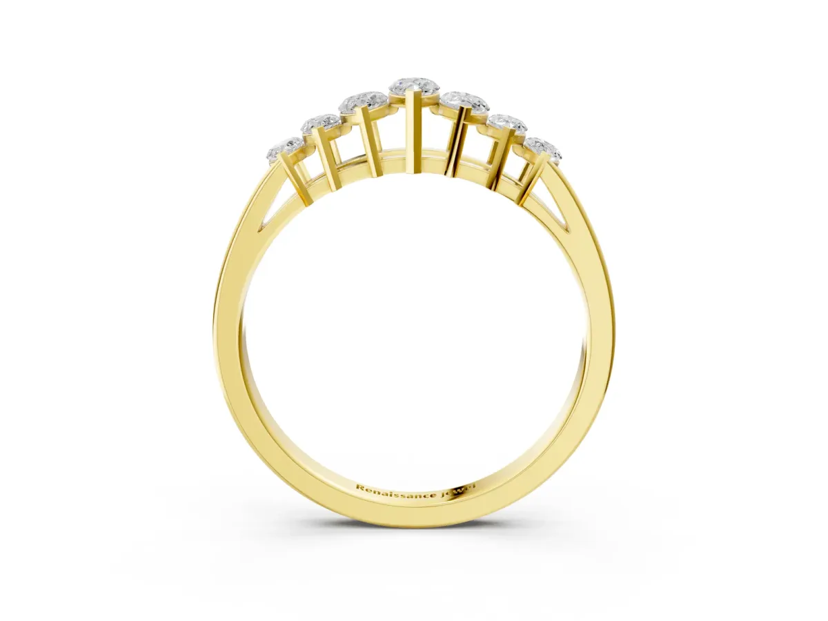 Marquise Diamond Prong-Set Half-Eternity Band Yellow gold