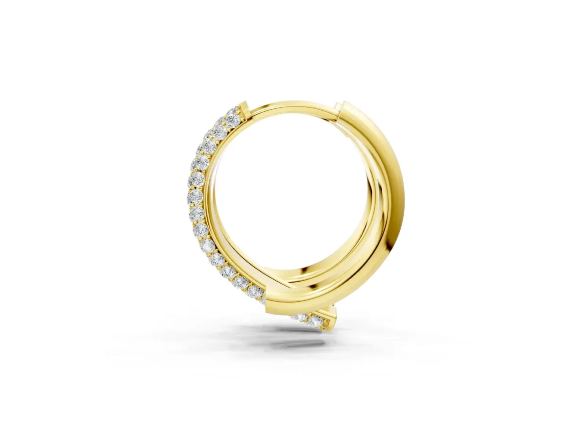 Round Diamond Vega Bypass Hoop Earrings Yellow gold