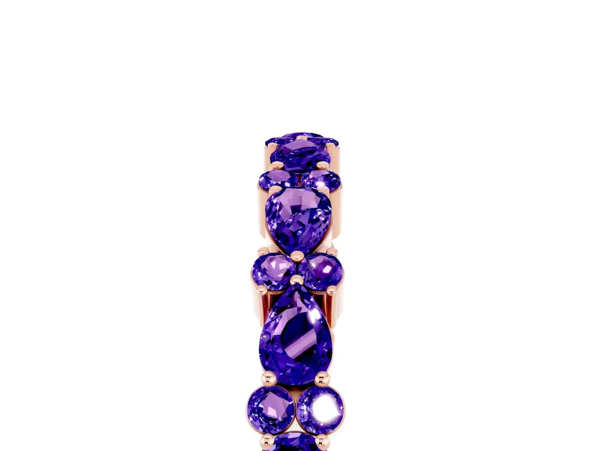 Pear and Round Tanzanite Wedding Band Rose gold